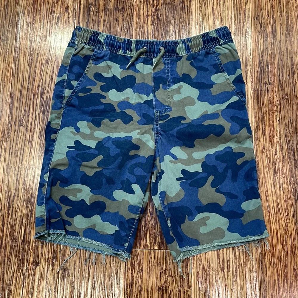 Gap Kids boys blue green camo print shorts size XXL